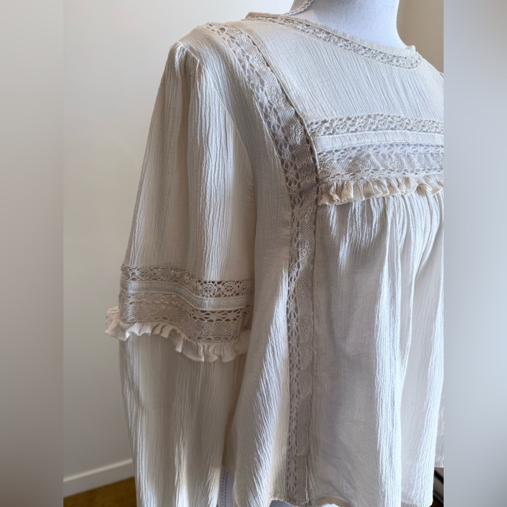 American Eagle Lace Peasant Blouse size Medium Boho Romantic Ethereal Victorian - Picture 6 of 9